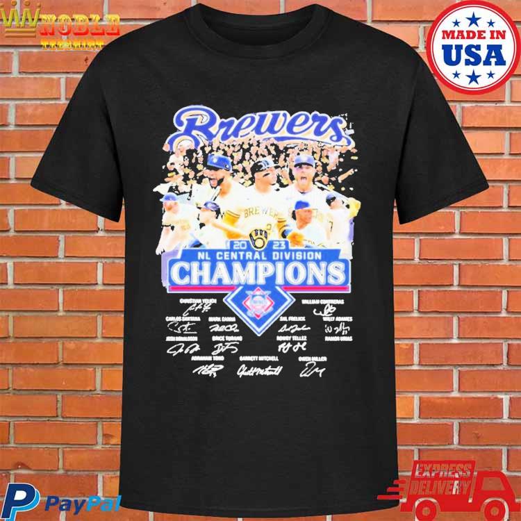 Official Brewers team 2023 nl central Division champions postseason  signatures T-shirt, hoodie, tank top, sweater and long sleeve t-shirt