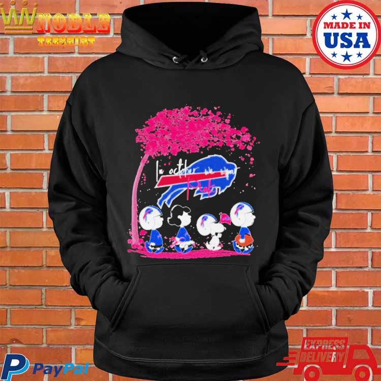 Official Buffalo Bills peanut characters in october we wear pink 2023  T-shirt, hoodie, tank top, sweater and long sleeve t-shirt