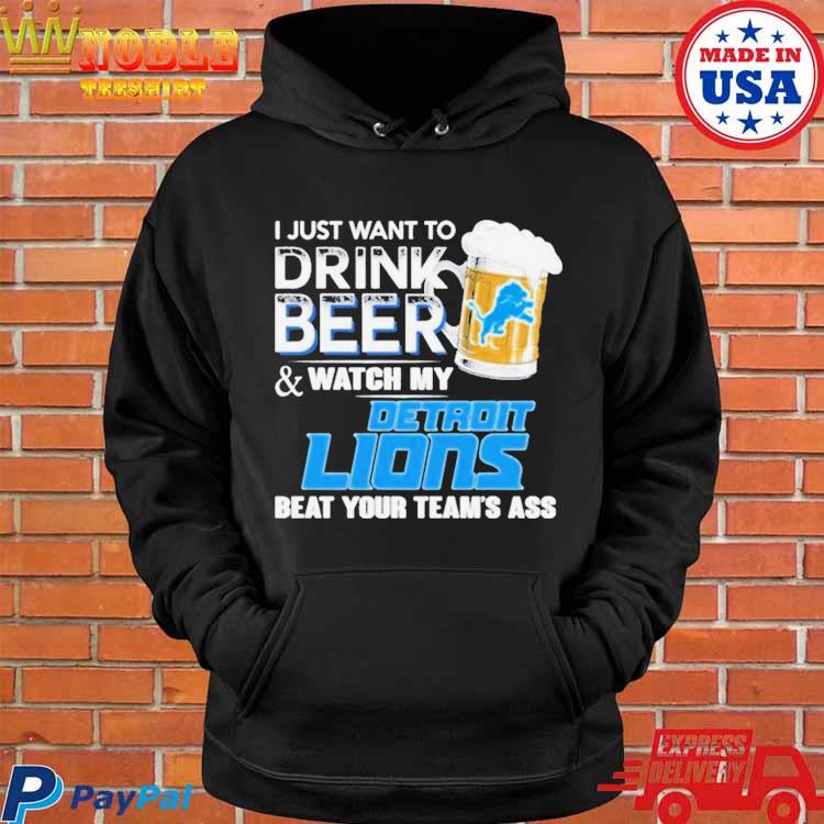 Detroit Lions This Team Makes Me Drink T-Shirts | Shirt Beer My NFL Jersey  Funny