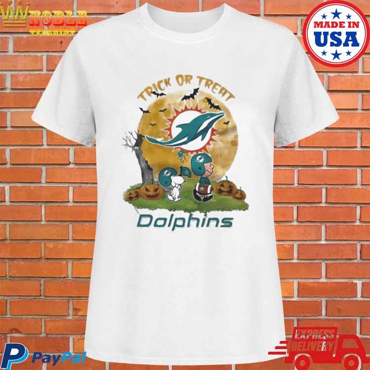 Official MiamI dolphins Snoopy Charlie brown and Woodstock trick