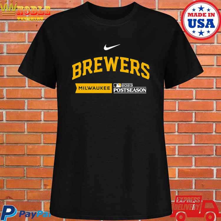 Official Milwaukee brewers nike 2023 postseason dugout T-shirt