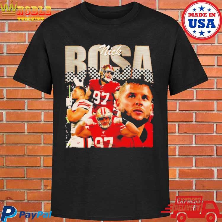 49ers Nick Bosa 97 Jersey Black White Retro Throwback Red Mens