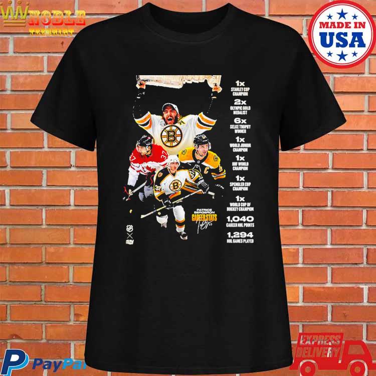 Patrice Bergeron Career Stats Nhl Boston Bruins All Title And Signature  Shirt - Peanutstee