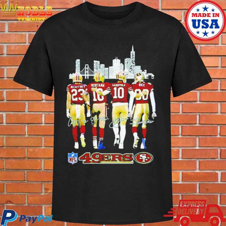 Official The 49ers Christian McCaffrey Joe Montana Jimmy Garoppolo and  Jerry Rice signatures shirt, hoodie, sweater, long sleeve and tank top