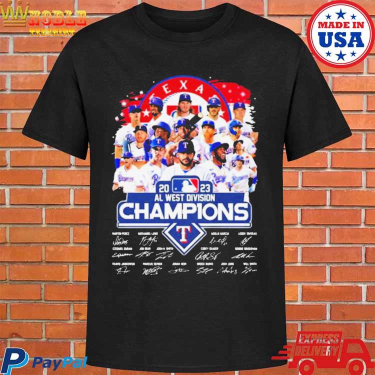 Official Texas rangers 2023 al west Division champions signatures T-shirt,  hoodie, tank top, sweater and long sleeve t-shirt