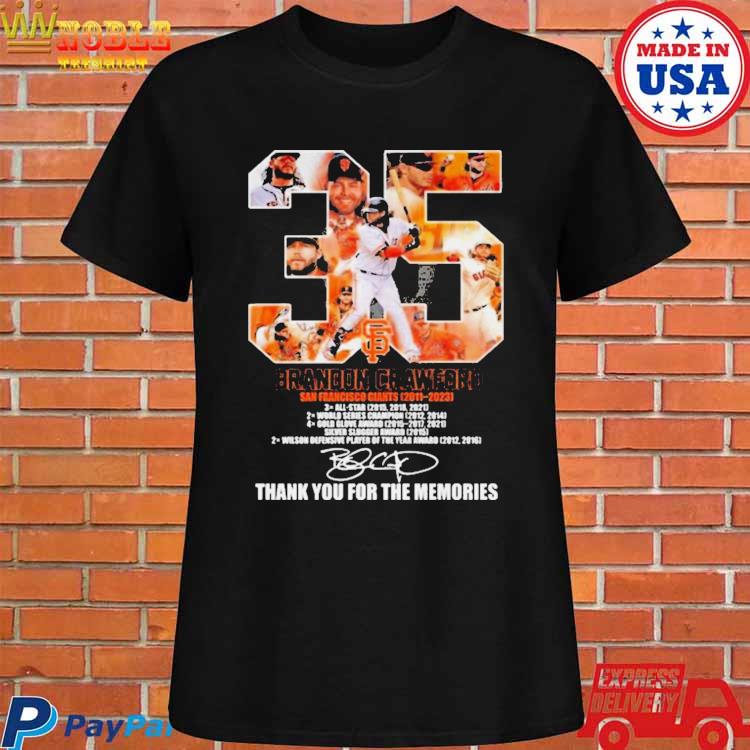 Official 35 brandon crawford san francisco giants 2011 2023 thank you for  the memories signature T-shirt, hoodie, tank top, sweater and long sleeve  t-shirt