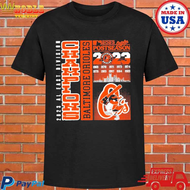 Official Baltimore orioles 2023 al east Division champions postseason  skyline T-shirt, hoodie, tank top, sweater and long sleeve t-shirt