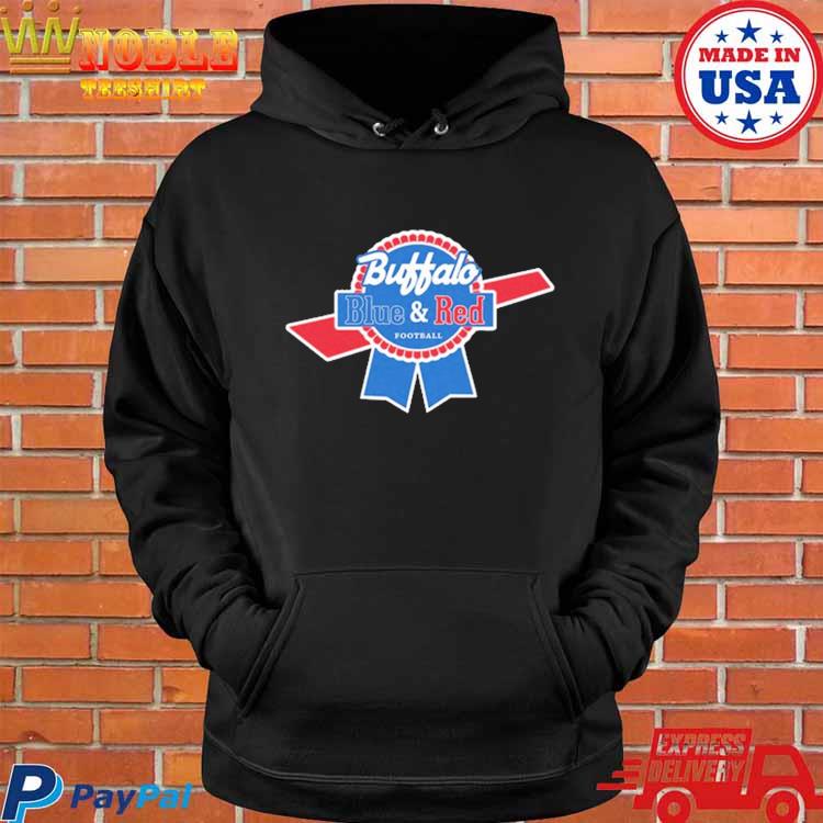 Sweatshirt, Buffalo Football Hoodie, Red and White on Blue 