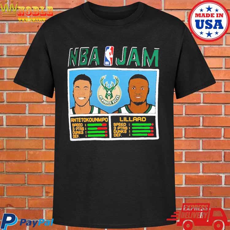 Damian Lillard Giannis Antetokounmpo Milwaukee Bucks Homage Nba Jam T-Shirt,  hoodie, sweater, long sleeve and tank top