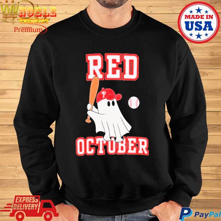 Official In October We Wear Red Ghost For The Phillies shirt, hoodie,  sweater, long sleeve and tank top