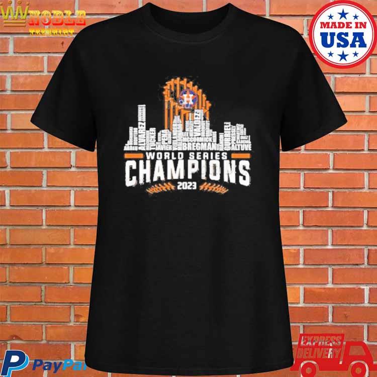 Houston astros skyline players names 2023 world series champions shirt,  hoodie, sweater, long sleeve and tank top