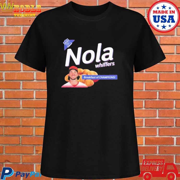 Official Nola whiffers aaron nola breakfast of champions T-shirt, hoodie,  tank top, sweater and long sleeve t-shirt
