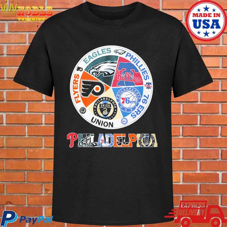 Philadelphia Flyers Eagles Phillies 76Ers Union logo T Shirt