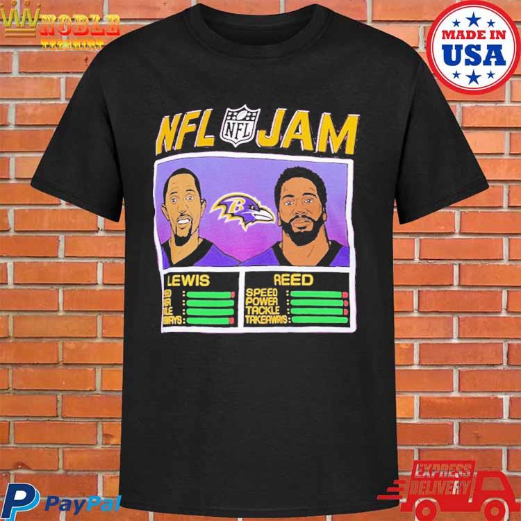 Men's Homage Ray Lewis & Ed Reed Heathered Heather Purple Baltimore Ravens  NFL Retired Jam Tri-Blend T-Shirt