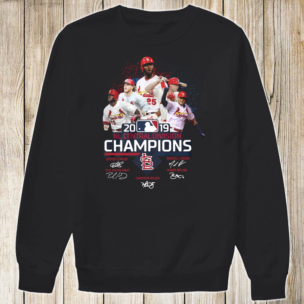 St Louis Cardinals 2019 NL central division champions signature shirt,  sweater, long sleeved and hoodie