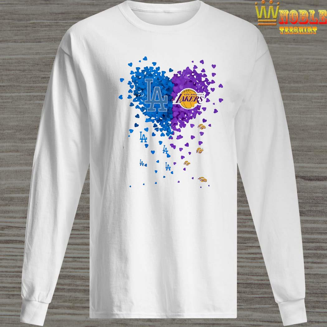 Unique Los Angeles Dodgers Los Angeles Lakers Tiny Heart Shape T-shirt -  Jomagift