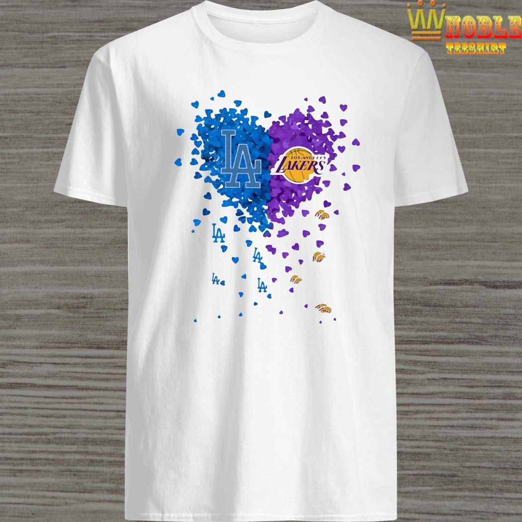 Unique Los Angeles Dodgers Los Angeles Lakers Tiny Heart Shape T-shirt -  Jomagift