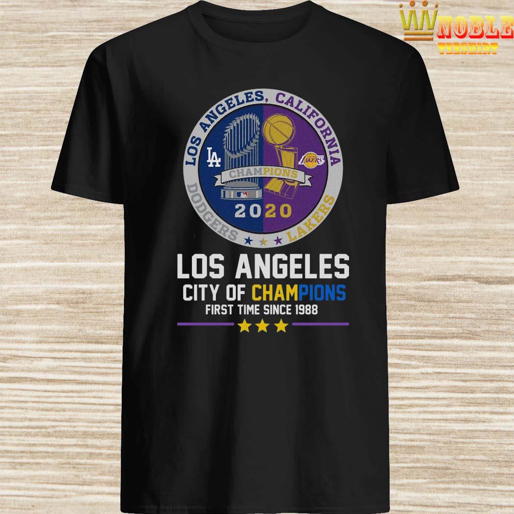 Top los angeles Dodgers and los angeles Lakers California city of champions  first time since 1988 shirt, hoodie, sweatshirt for men and women